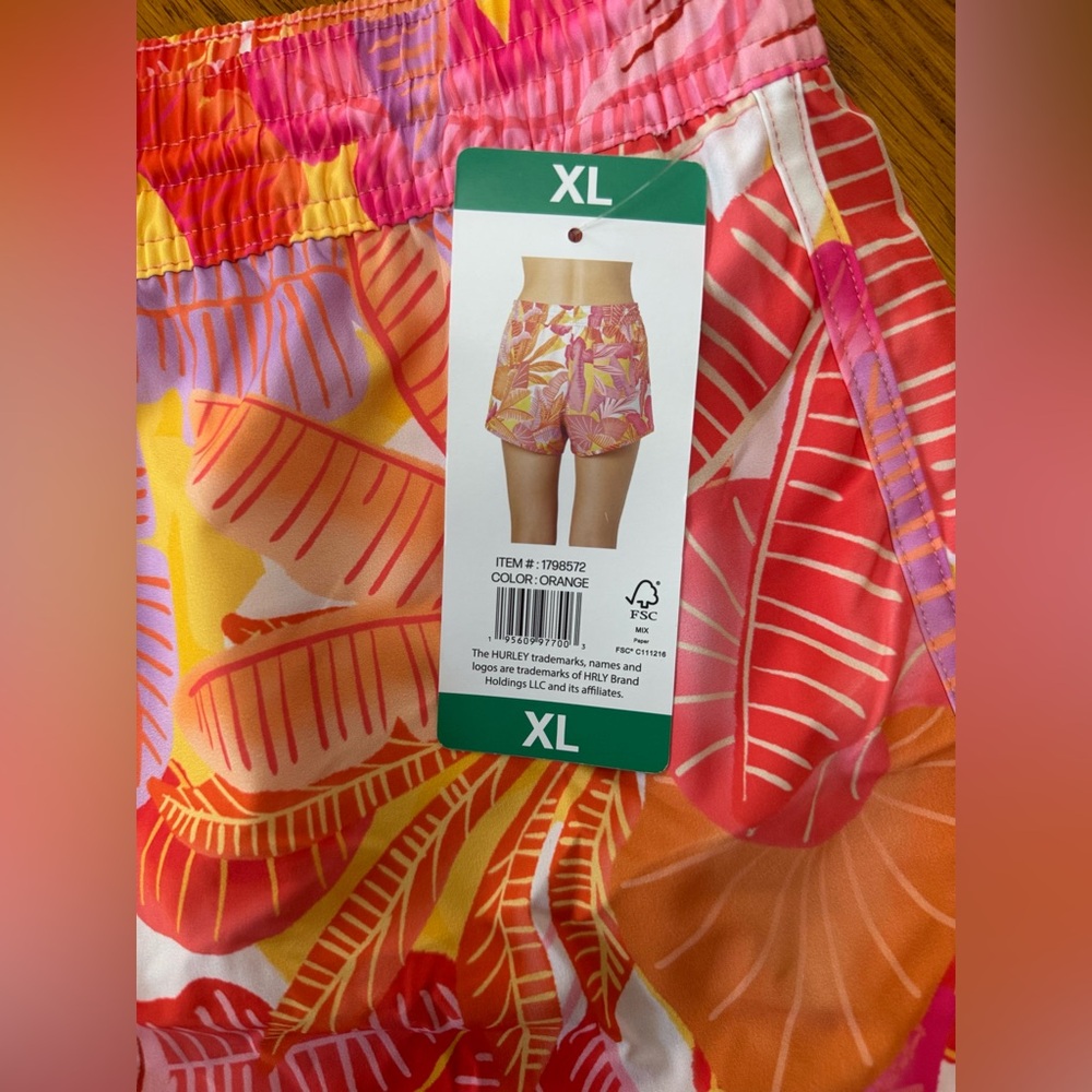 Set of 2 / women's HURLEY UPF 50 Inseam 3 Swim SHORT XL Orange Floral/Blac - Picture 6 of 11